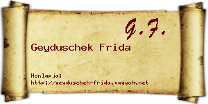 Geyduschek Frida névjegykártya